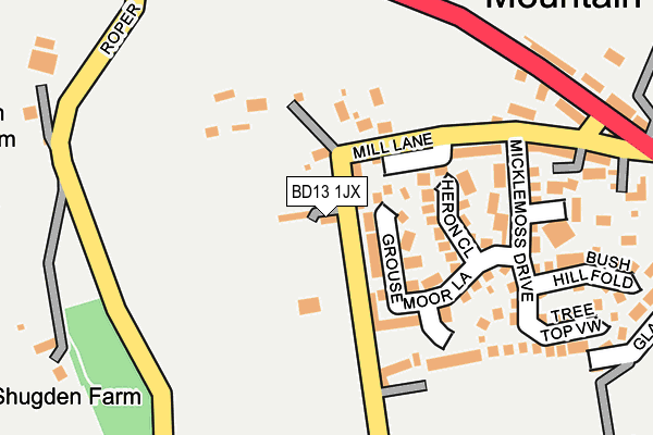 BD13 1JX map - OS OpenMap – Local (Ordnance Survey)