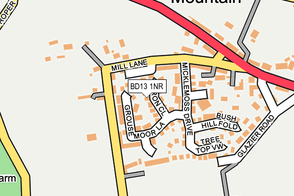BD13 1NR map - OS OpenMap – Local (Ordnance Survey)