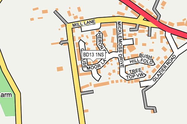 BD13 1NS map - OS OpenMap – Local (Ordnance Survey)