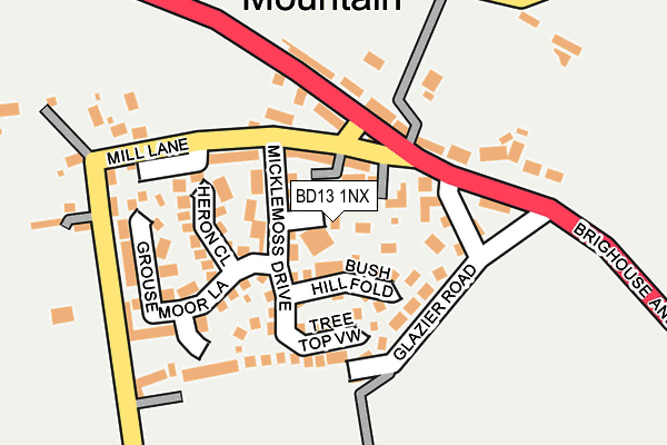 BD13 1NX map - OS OpenMap – Local (Ordnance Survey)