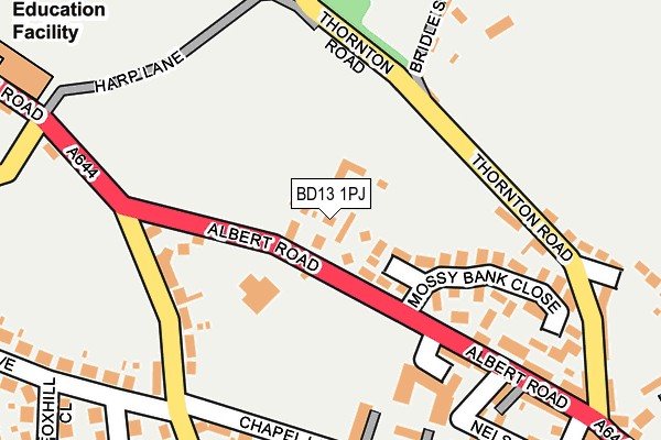 BD13 1PJ map - OS OpenMap – Local (Ordnance Survey)