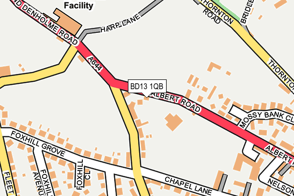 BD13 1QB map - OS OpenMap – Local (Ordnance Survey)