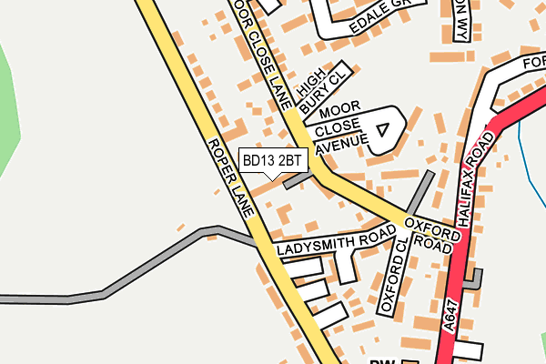 BD13 2BT map - OS OpenMap – Local (Ordnance Survey)