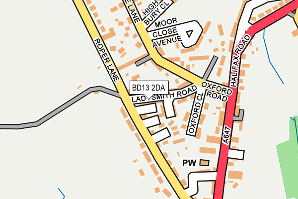 BD13 2DA map - OS OpenMap – Local (Ordnance Survey)