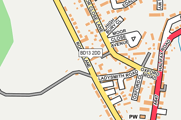 BD13 2DD map - OS OpenMap – Local (Ordnance Survey)