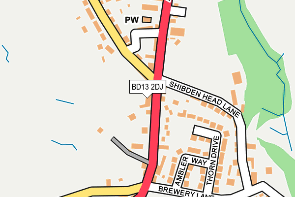BD13 2DJ map - OS OpenMap – Local (Ordnance Survey)