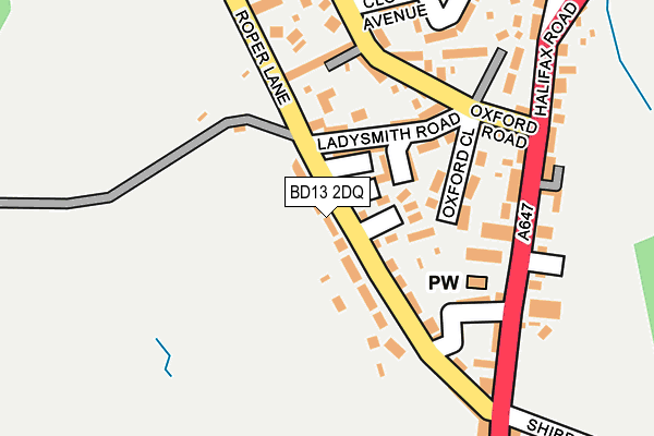 BD13 2DQ map - OS OpenMap – Local (Ordnance Survey)