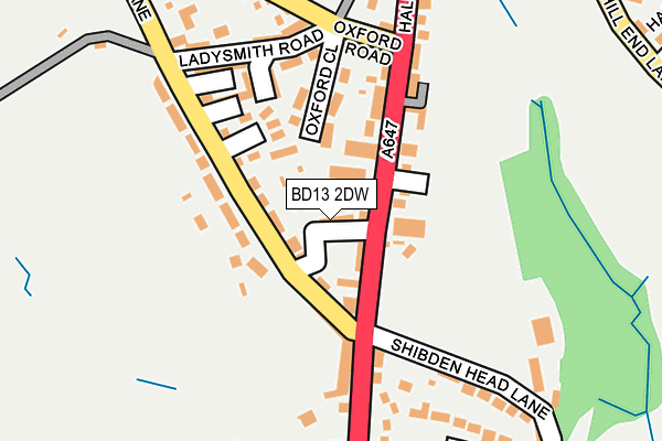 BD13 2DW map - OS OpenMap – Local (Ordnance Survey)