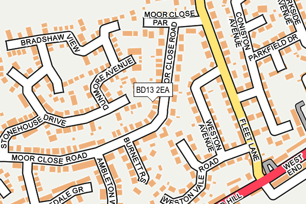 BD13 2EA map - OS OpenMap – Local (Ordnance Survey)