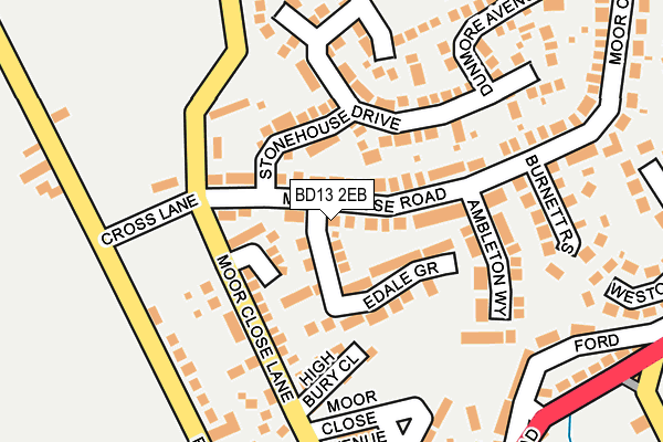 BD13 2EB map - OS OpenMap – Local (Ordnance Survey)