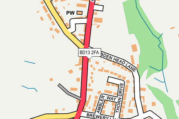 BD13 2FA map - OS OpenMap – Local (Ordnance Survey)