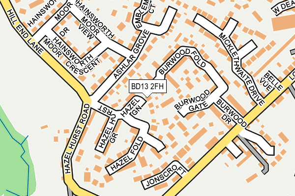 BD13 2FH map - OS OpenMap – Local (Ordnance Survey)