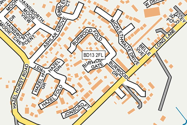 BD13 2FL map - OS OpenMap – Local (Ordnance Survey)