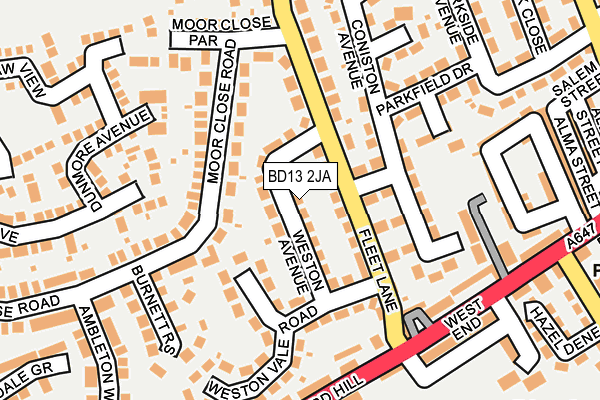 BD13 2JA map - OS OpenMap – Local (Ordnance Survey)