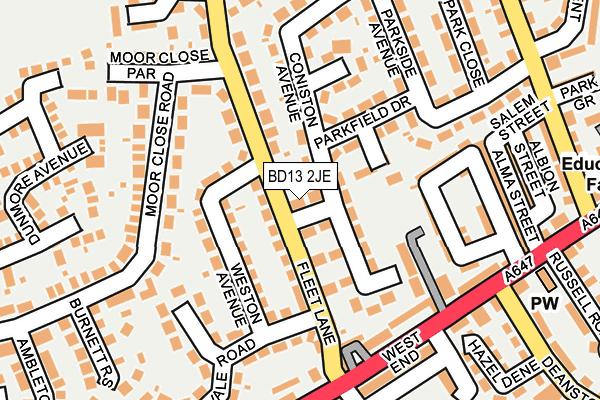 BD13 2JE map - OS OpenMap – Local (Ordnance Survey)