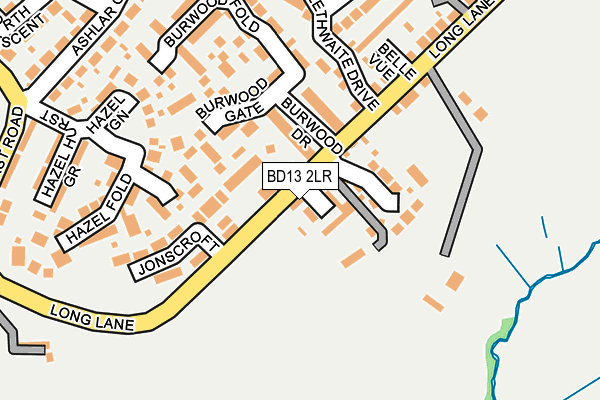 BD13 2LR map - OS OpenMap – Local (Ordnance Survey)