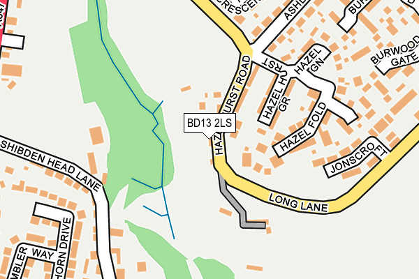 BD13 2LS map - OS OpenMap – Local (Ordnance Survey)