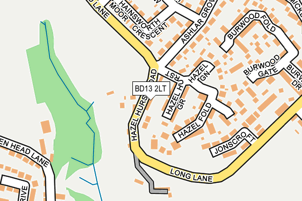 BD13 2LT map - OS OpenMap – Local (Ordnance Survey)