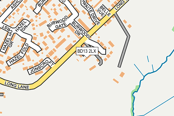 BD13 2LX map - OS OpenMap – Local (Ordnance Survey)