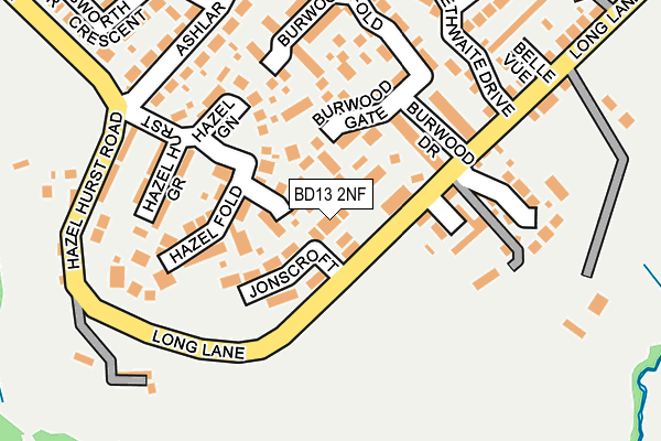 BD13 2NF map - OS OpenMap – Local (Ordnance Survey)