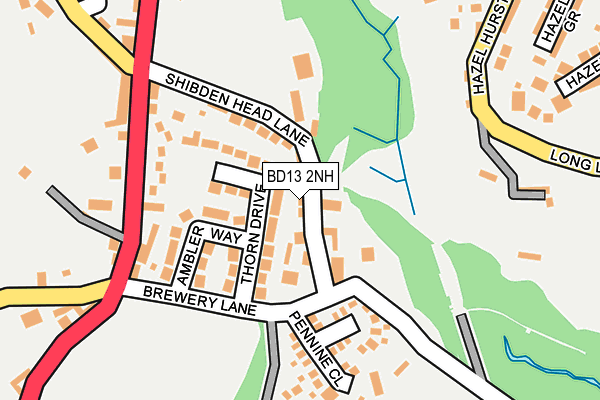 BD13 2NH map - OS OpenMap – Local (Ordnance Survey)