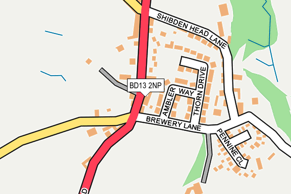 BD13 2NP map - OS OpenMap – Local (Ordnance Survey)