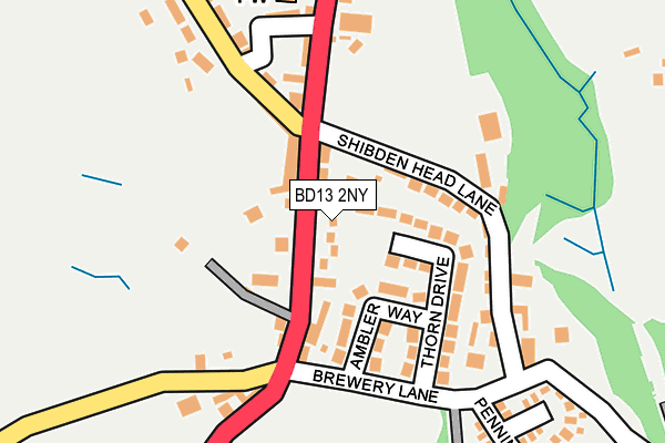 BD13 2NY map - OS OpenMap – Local (Ordnance Survey)