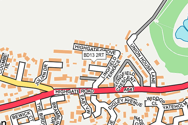 BD13 2RT map - OS OpenMap – Local (Ordnance Survey)