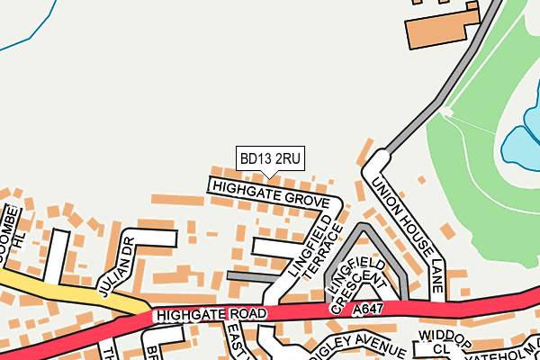 BD13 2RU map - OS OpenMap – Local (Ordnance Survey)