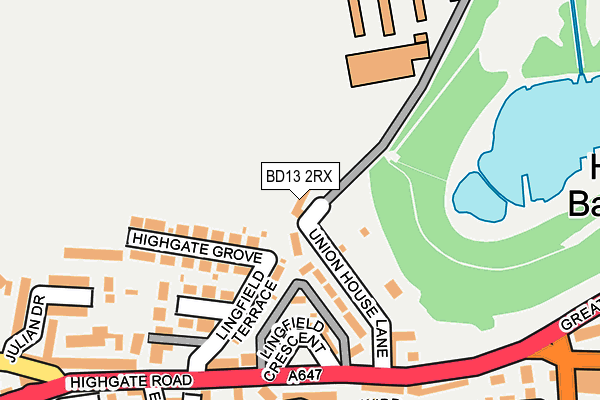 BD13 2RX map - OS OpenMap – Local (Ordnance Survey)