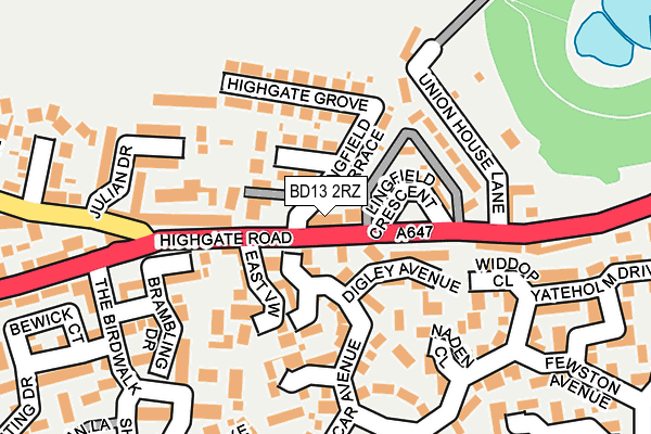 BD13 2RZ map - OS OpenMap – Local (Ordnance Survey)