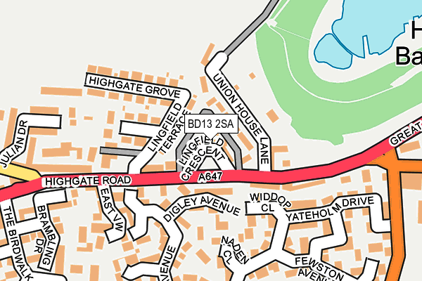 BD13 2SA map - OS OpenMap – Local (Ordnance Survey)