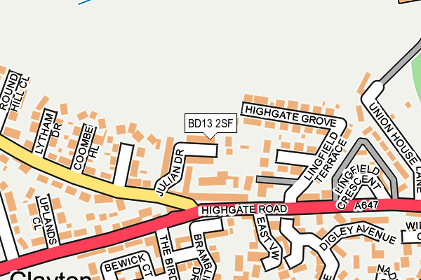 BD13 2SF map - OS OpenMap – Local (Ordnance Survey)