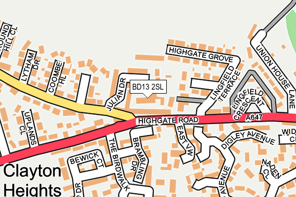 BD13 2SL map - OS OpenMap – Local (Ordnance Survey)