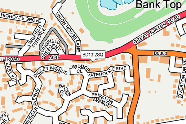 BD13 2SQ map - OS OpenMap – Local (Ordnance Survey)