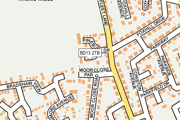 BD13 2TB map - OS OpenMap – Local (Ordnance Survey)