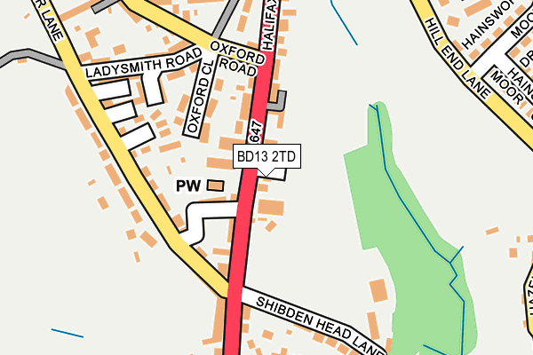 BD13 2TD map - OS OpenMap – Local (Ordnance Survey)