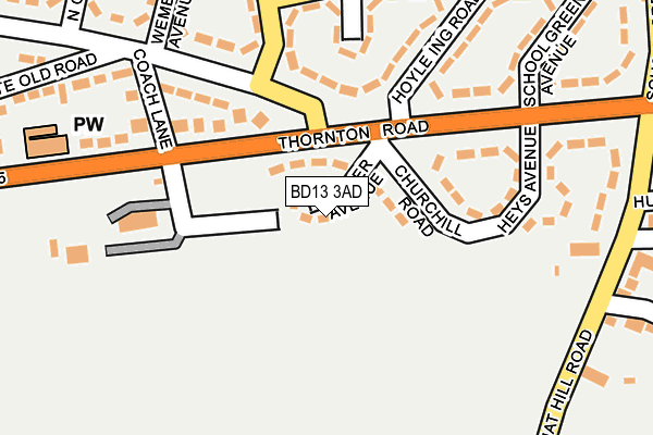 BD13 3AD map - OS OpenMap – Local (Ordnance Survey)
