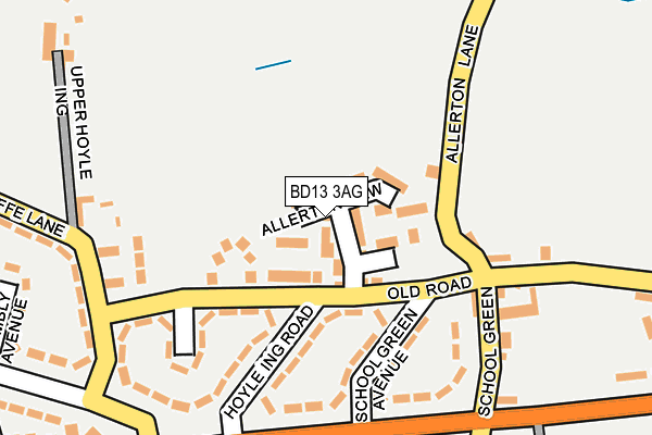 BD13 3AG map - OS OpenMap – Local (Ordnance Survey)