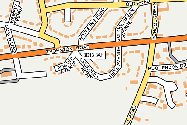 BD13 3AH map - OS OpenMap – Local (Ordnance Survey)