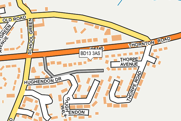 BD13 3AS map - OS OpenMap – Local (Ordnance Survey)
