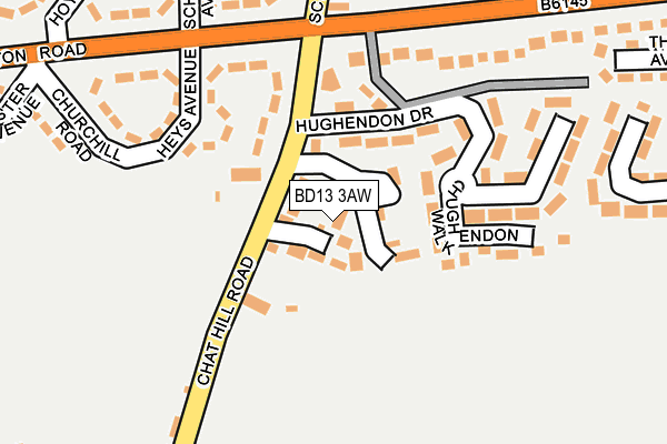 BD13 3AW map - OS OpenMap – Local (Ordnance Survey)