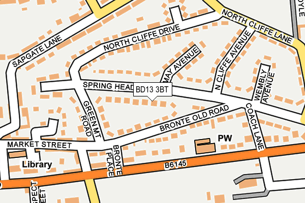 BD13 3BT map - OS OpenMap – Local (Ordnance Survey)