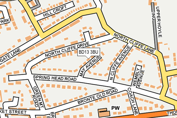 BD13 3BU map - OS OpenMap – Local (Ordnance Survey)