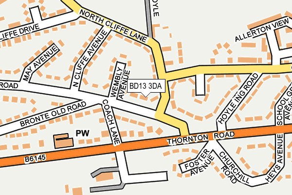 BD13 3DA map - OS OpenMap – Local (Ordnance Survey)