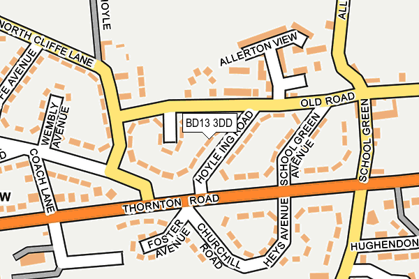 BD13 3DD map - OS OpenMap – Local (Ordnance Survey)