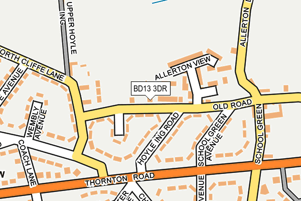 BD13 3DR map - OS OpenMap – Local (Ordnance Survey)