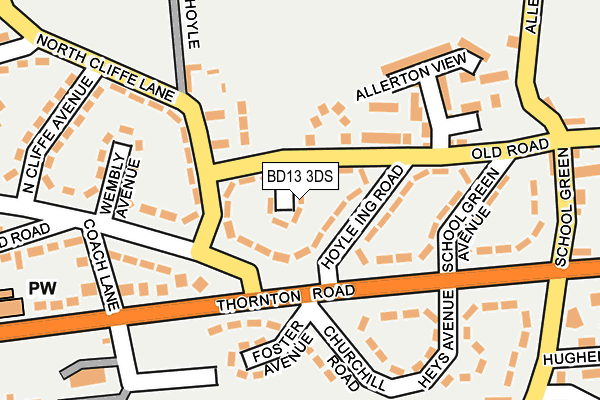BD13 3DS map - OS OpenMap – Local (Ordnance Survey)