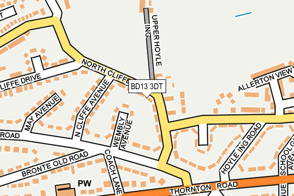 BD13 3DT map - OS OpenMap – Local (Ordnance Survey)