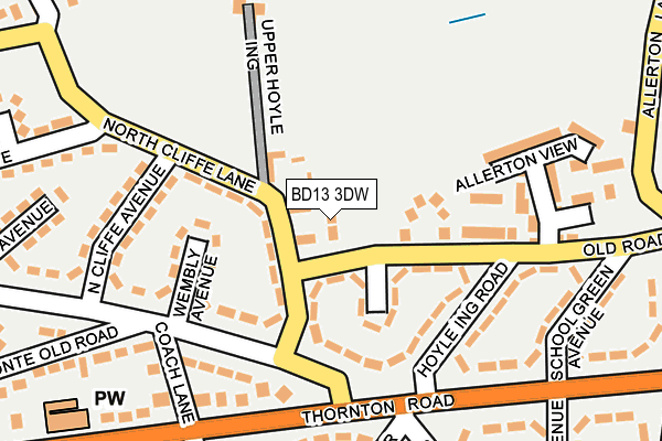 BD13 3DW map - OS OpenMap – Local (Ordnance Survey)